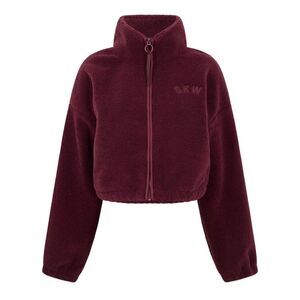 Gym King Womens/Ladies Logo Borg Cropped Jacket / Fig